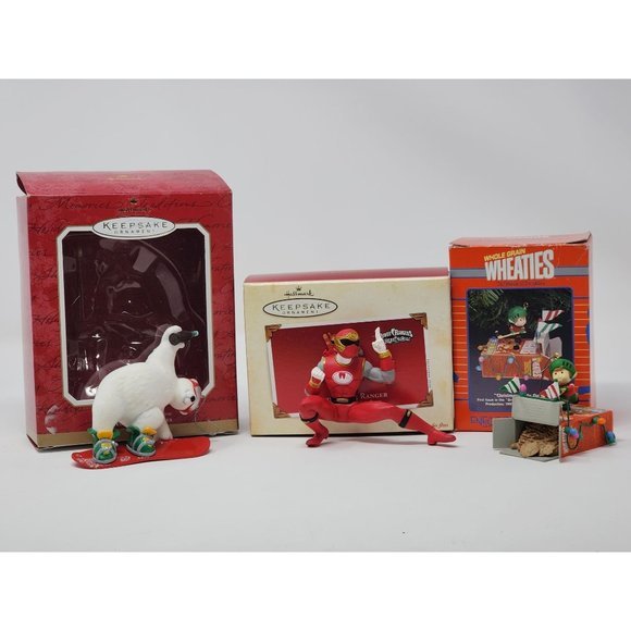 Hallmark Keepsake Coca Cola Bear Power Rangers And Enesco Wheaties Hockey Player - Picture 1 of 8